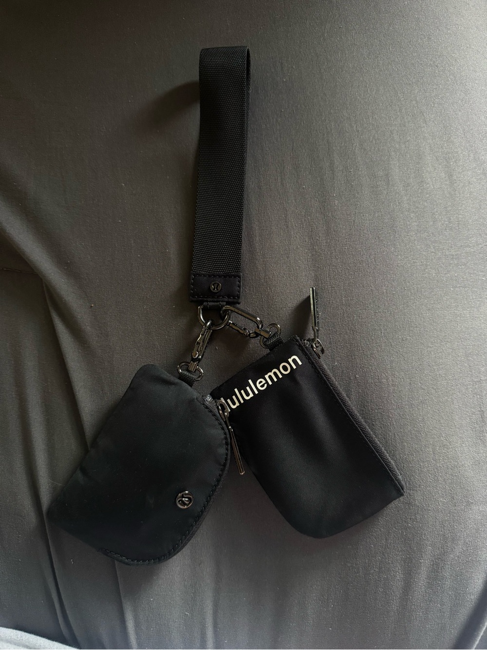 lululemon athletica Black Dual Pouch Strap Wallet